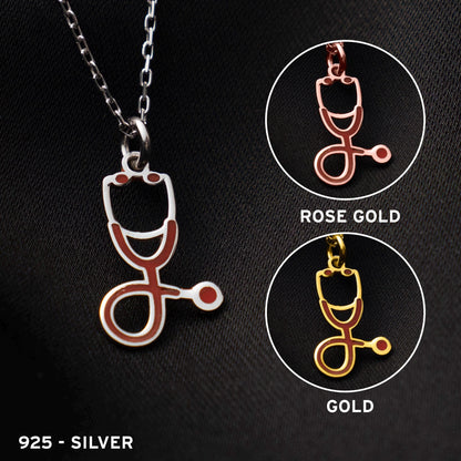 Personalized Stethoscope Necklace, Custom Doctor Jewelry, Sterling Silver Medical Pendant, Gift for Nurses & Doctors