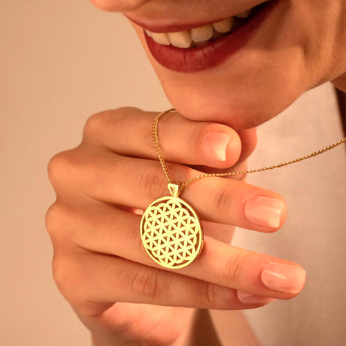 Gift of Sacred Geometry - Stunning Flower of Life Necklace in Gold