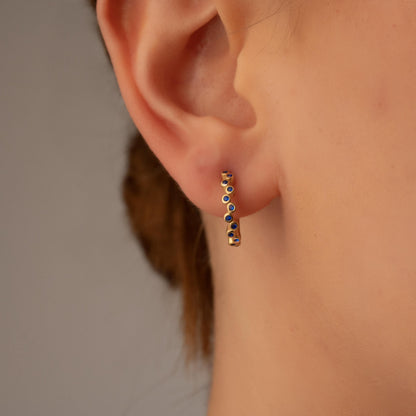 Chic Blue Crystal Drop Earrings: Elegant Gold Studs - Perfect Gift for Her