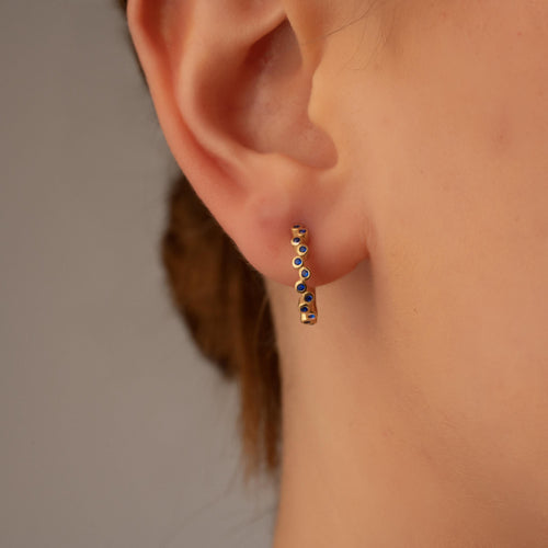 Chic Blue Crystal Drop Earrings: Elegant Gold Studs - Perfect Gift for Her