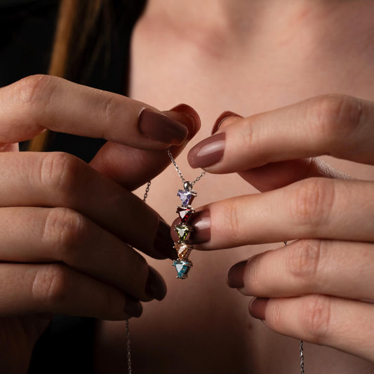 Custom Birthstone Necklace - Family Gemstone Pendant, Personalized Gift, Elegant Jewelry