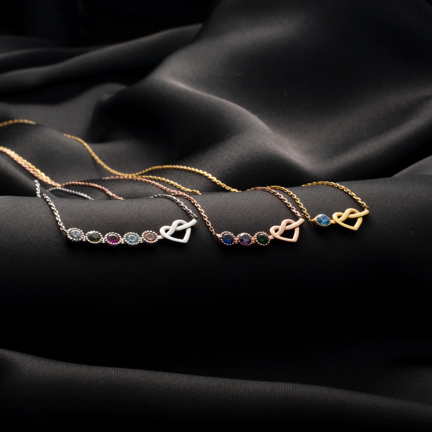 Elegant Birthstone Infinity Necklace for Mom - Customized Family Jewelry in Sterling Silver