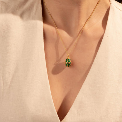 Vintage Enamel Egg Necklace – Elegant Easter Pendant Jewelry