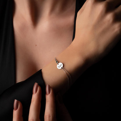 Meaningful Birthstone Bracelet with Name Engraving, Sterling Silver Personalized Jewelry