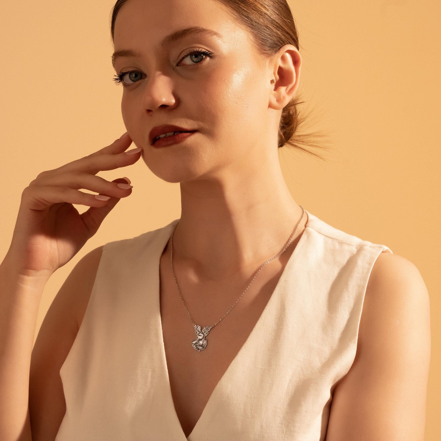 Deer Pendant Necklace – 925 Silver Forest Animal Jewelry Gift