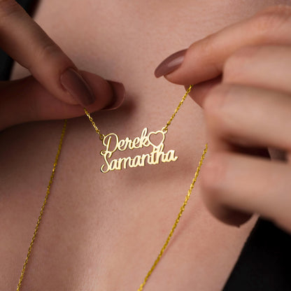 Unique Customized Couple Name Pendant - Handcrafted Sterling Silver Jewelry