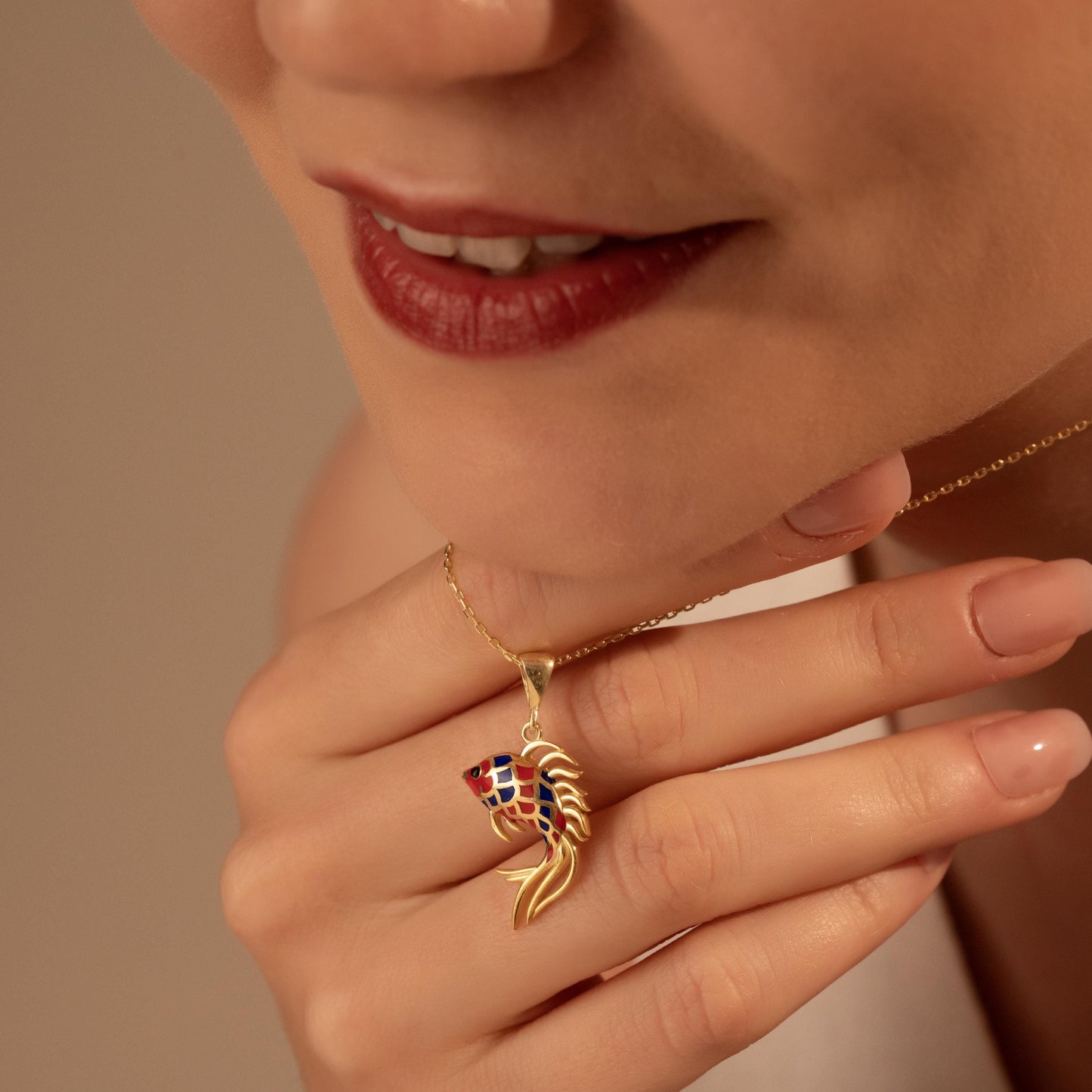 Vibrant Fish Pendant Necklace - Elegant 18K Gold Plated Enamel Charm for Her