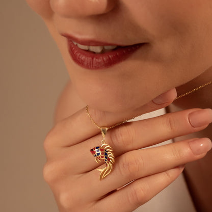 Vibrant Fish Pendant Necklace - Elegant 18K Gold Plated Enamel Charm for Her