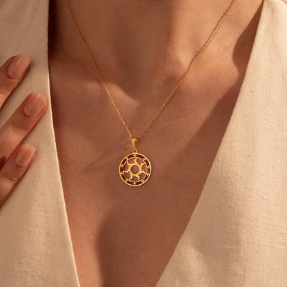 Sun Necklace - 925 Silver, 18K Gold Plated Sunshine Pendant, Minimalist Charm Jewelry