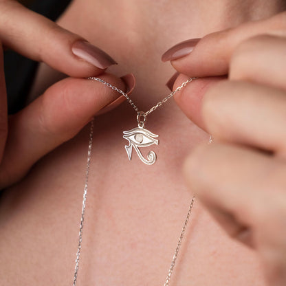 Spiritual Amulet: Eye of Horus Sterling Silver Necklace, Egyptian Symbol of Power