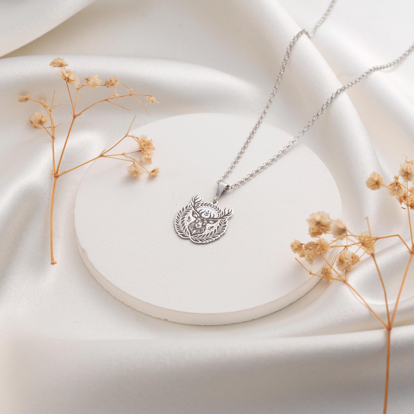 Deer Pendant Necklace – 925 Silver Forest Animal Jewelry Gift