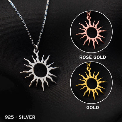 Sun Necklace, Sterling Silver Jewelry, Minimalist Sun Pendant, Celestial Gift for Her