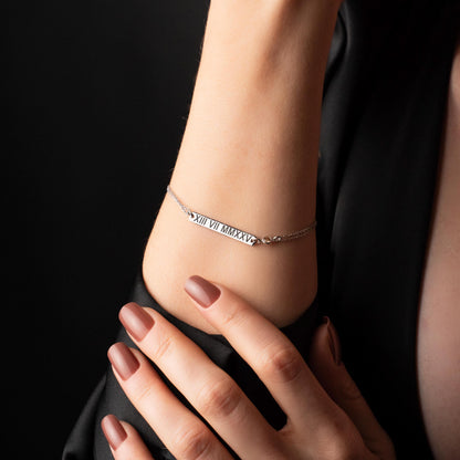 Timeless Roman Numeral Bracelet - Elegant Personalized Bar Jewelry in Silver or Gold