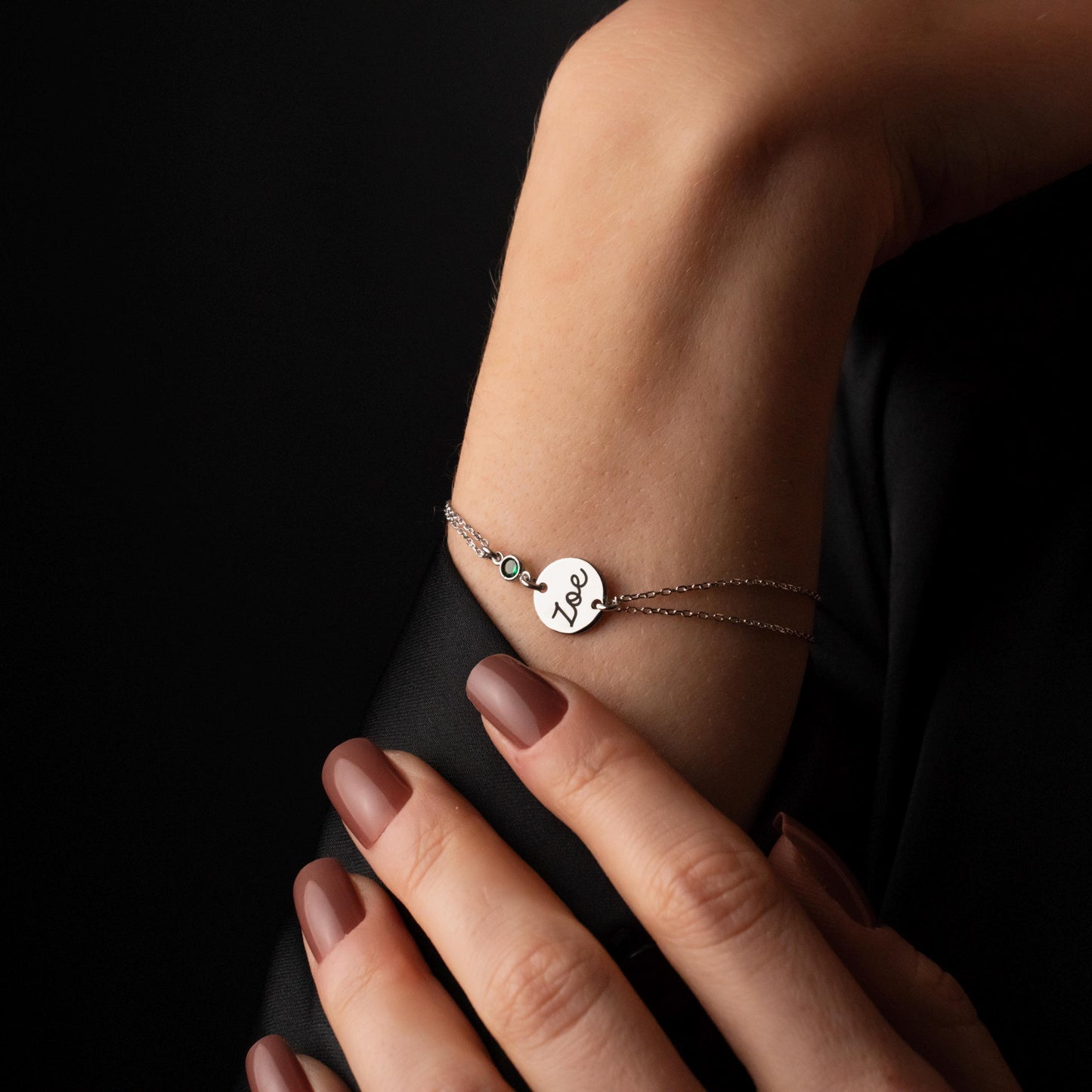 Meaningful Birthstone Bracelet with Name Engraving, Sterling Silver Personalized Jewelry