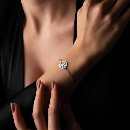Dainty Adjustable Bracelet for Her - Boho Peace Symbol Jewelry