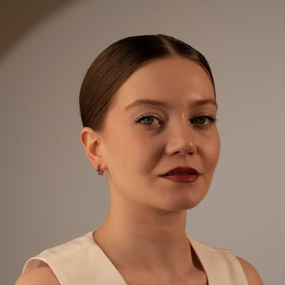 Glamorous Blue Crystal Earrings with Gold Studs - Perfect Gift for Her