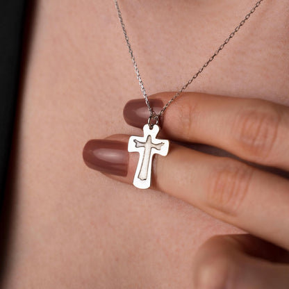Minimalist Religious Pendant - Dainty Sterling Silver Cross Necklace