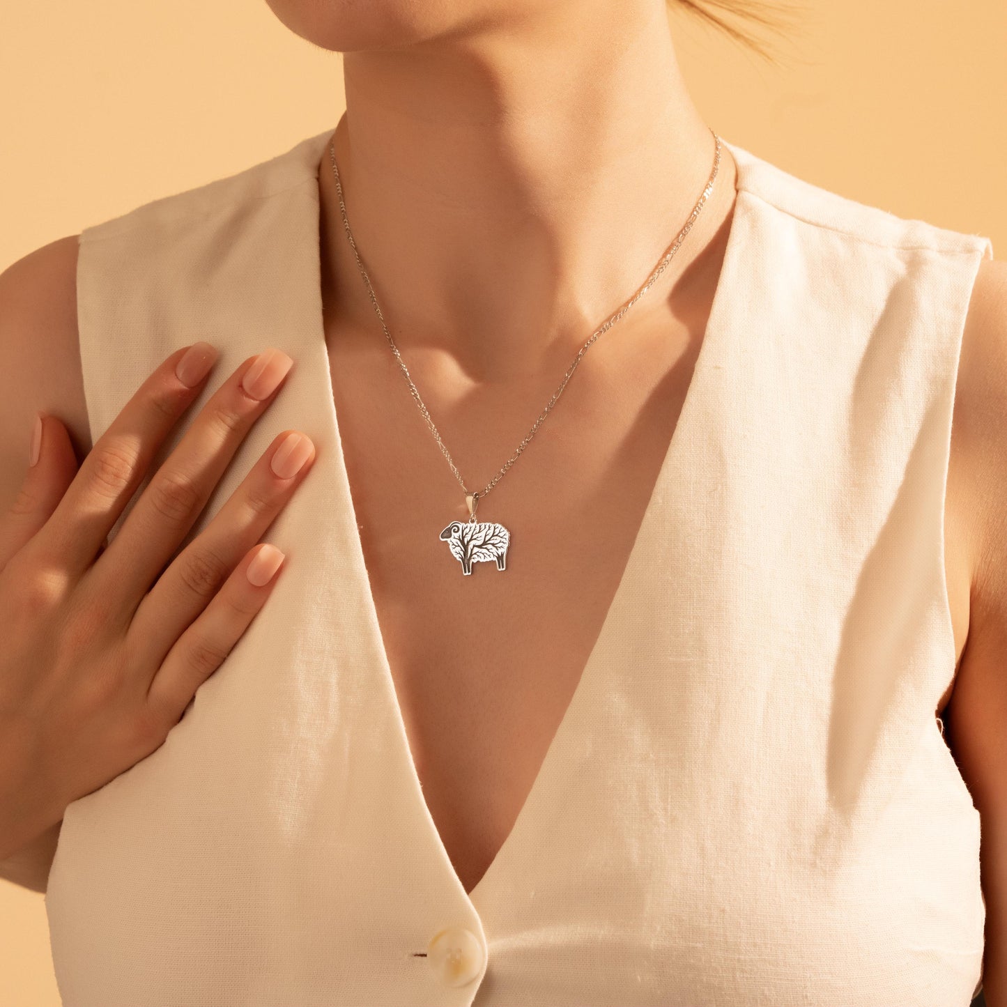 Adorable Sheep Charm Necklace - Rustic Animal Pendant - Farmhouse Style Jewelry