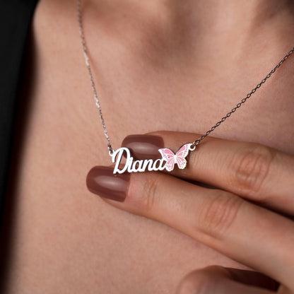 Whimsical Butterfly Name Necklace - Handcrafted 925 Sterling Silver Jewelry for Her