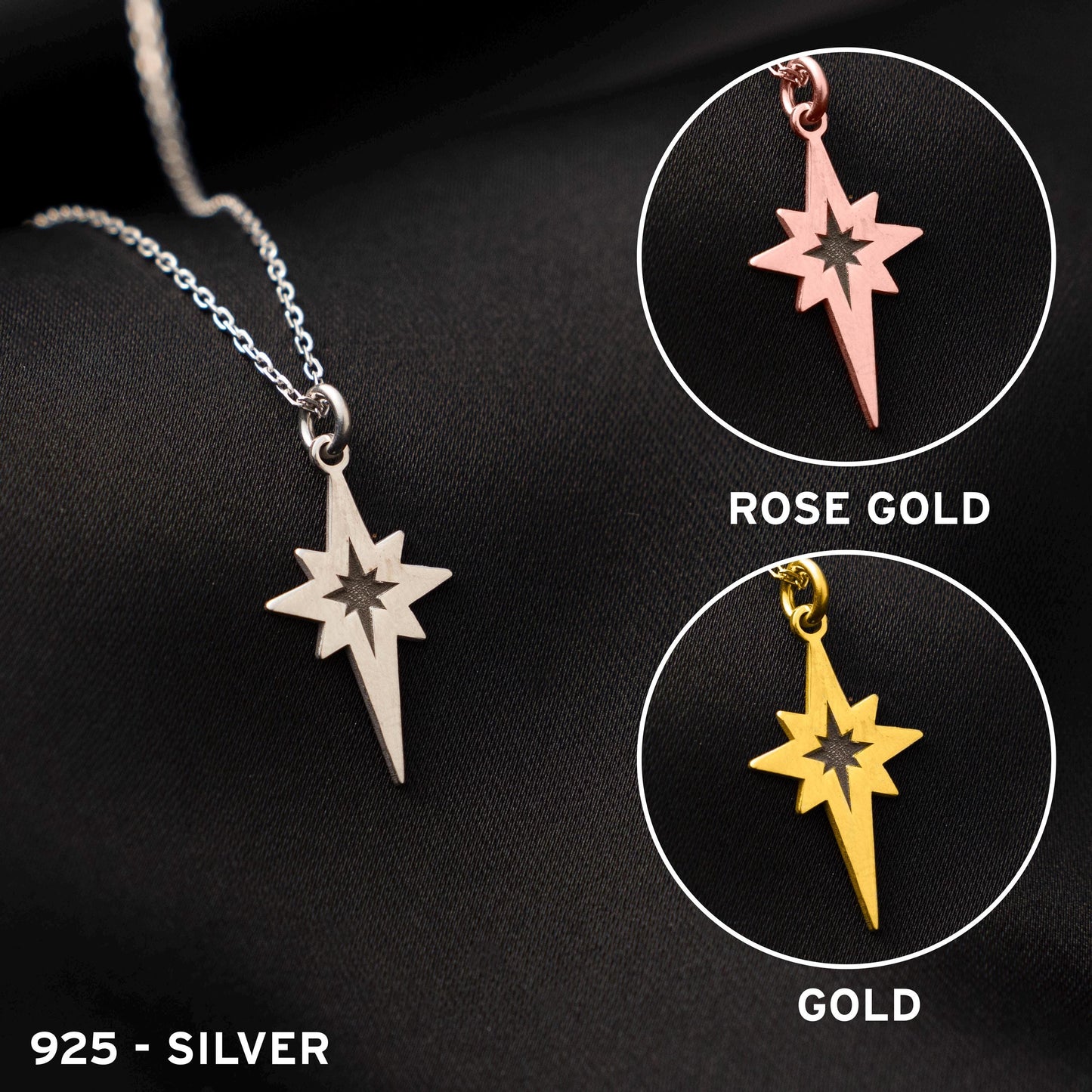 Guiding Light Necklace - Sterling Silver North Star Pendant, Minimalist Celestial Jewelry