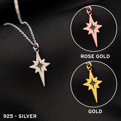 Guiding Light Necklace - Sterling Silver North Star Pendant, Minimalist Celestial Jewelry