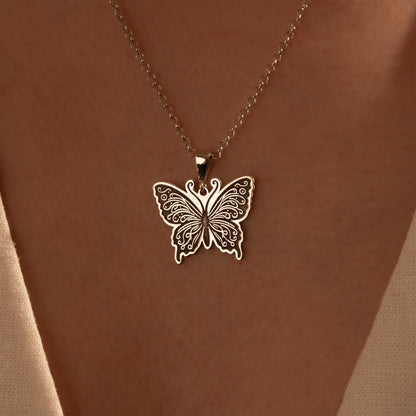 Butterfly Pendant Necklace - Elegant Silver Necklace for Her - Dainty Butterfly Gift Jewelry