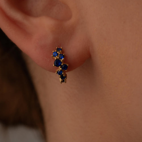 Boho Chic Blue Crystal Earrings with Gold Studs - Perfect Gift for Her