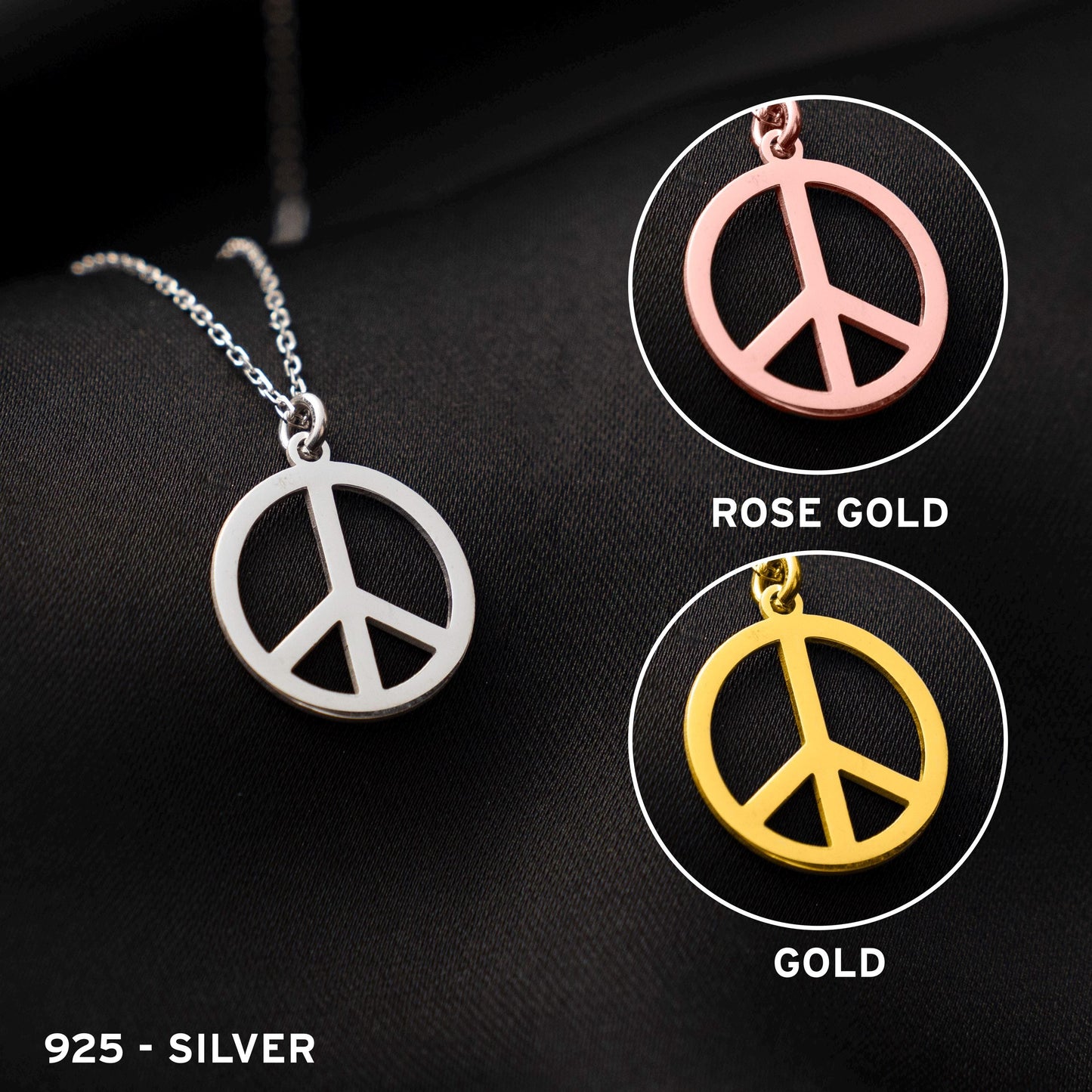 Boho Chic Peace Sign Necklace - Handcrafted Sterling Silver Pendant