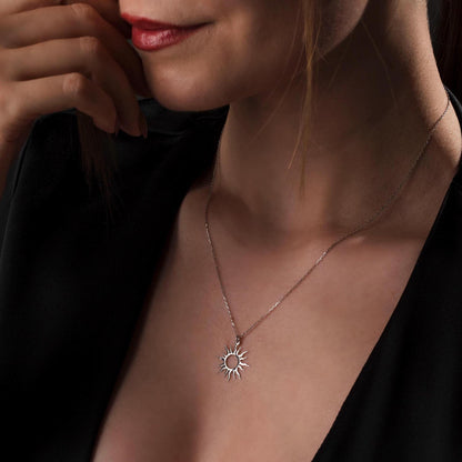 Sun Necklace, Sterling Silver Jewelry, Minimalist Sun Pendant, Celestial Gift for Her