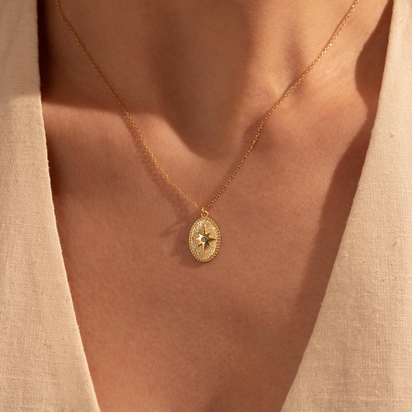 Vintage Star Pendant Necklace - Custom North Star Gift for Her, 18K Gold Plated