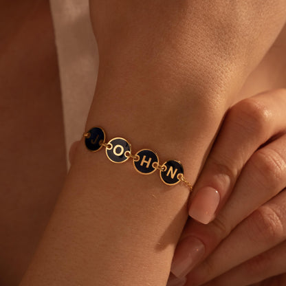 Bespoke Enamel Letter Bracelet - Vibrant Blue Personalized Jewelry