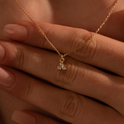 Three Stone Dainty Necklace – Minimalist Gold Gift for Her