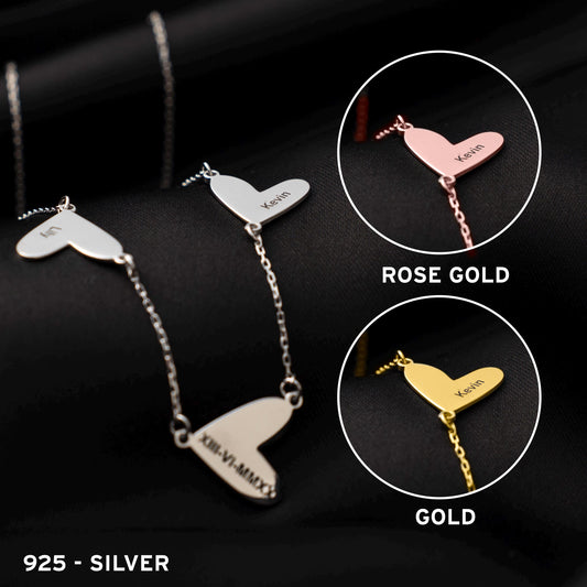 Cherished Heart Name Necklace - Personalized Silver Pendant for Mom