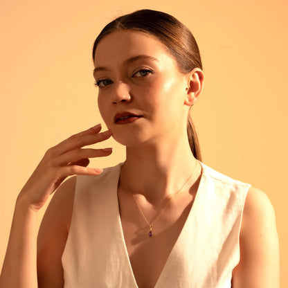 Amethyst Teardrop Necklace - Stunning Gemstone Gift for Her