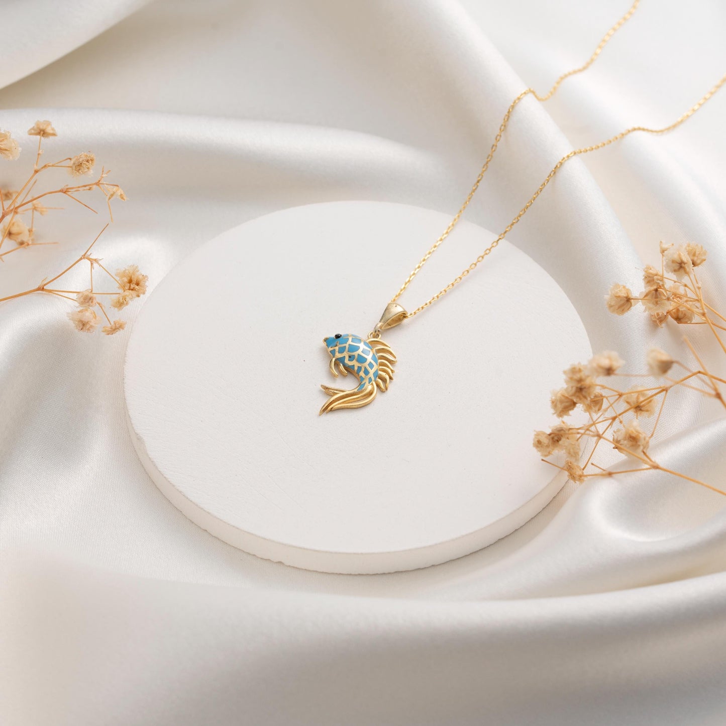 Enamel Fish Necklace – Handmade Betta Pendant, Ocean Lover Jewelry Gift