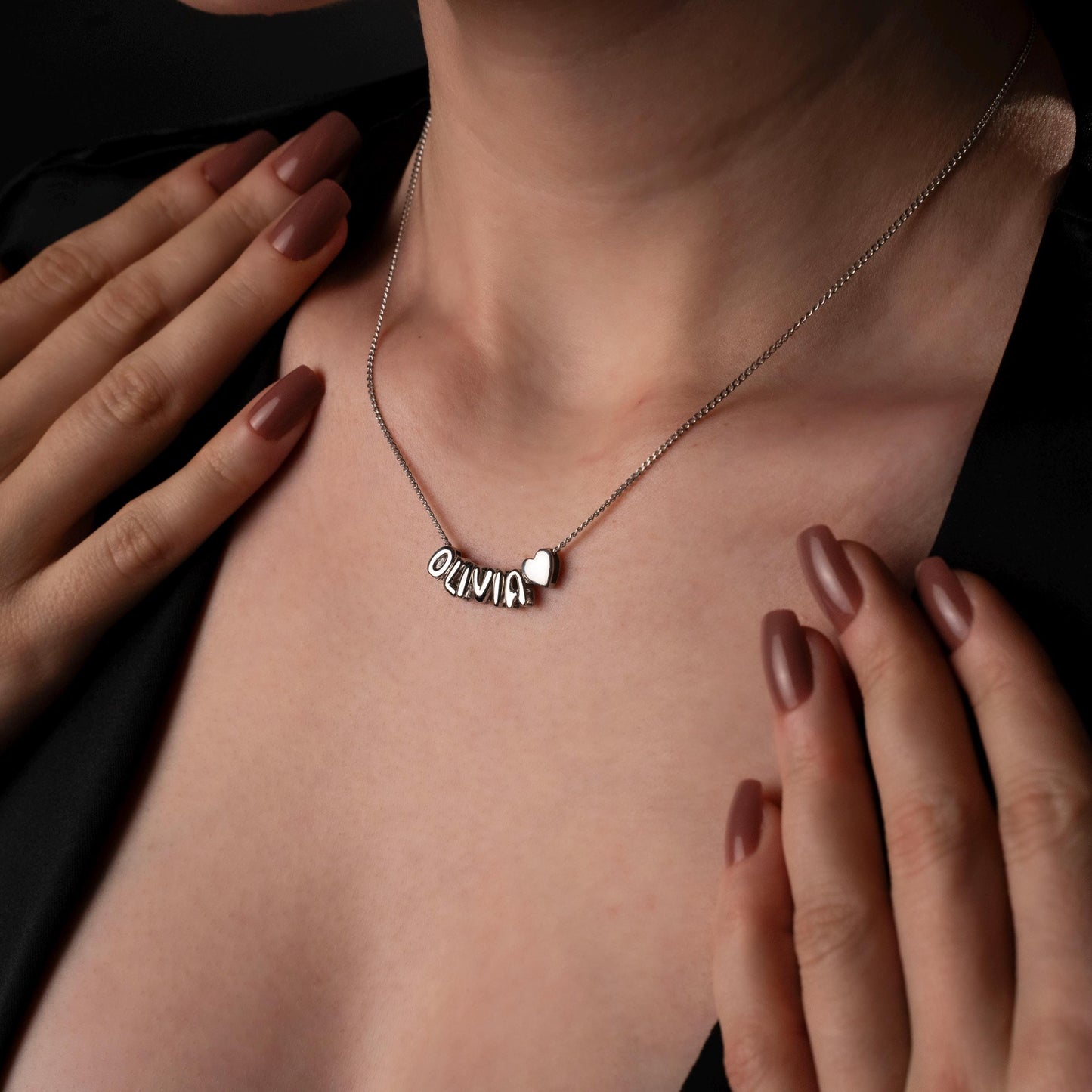 Personalized Bubble Letter Necklace - Custom Name Jewelry in Silver or 18K Gold Plated