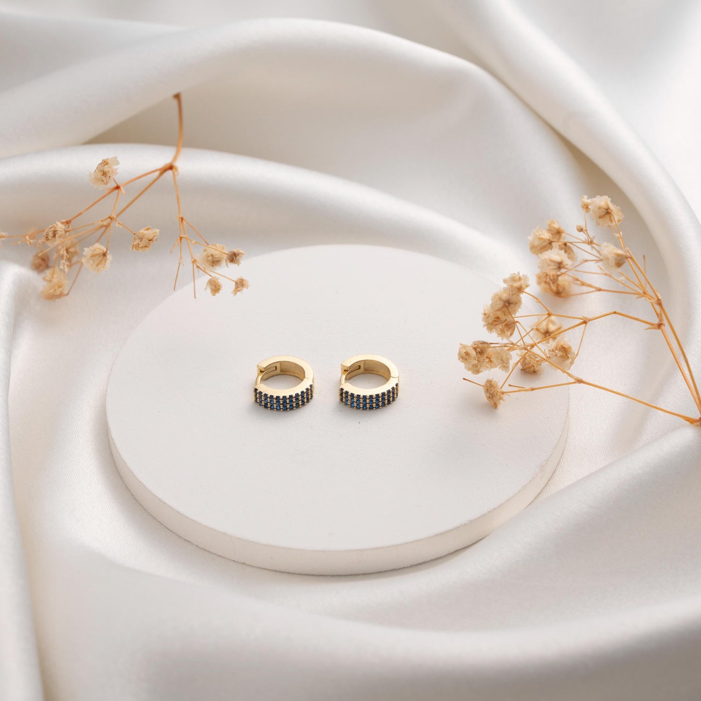 Edgy Chic Huggie Earrings - Crystal Black Hoops for Stylish Women